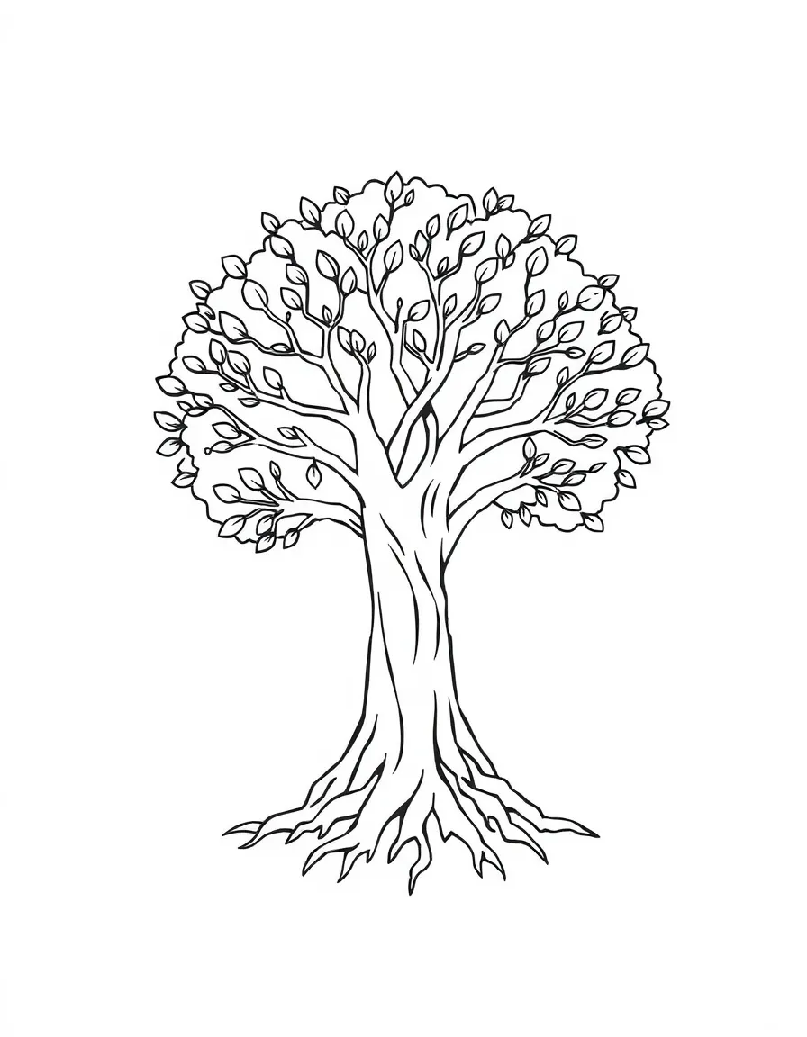 A happy tree with roots and branches.