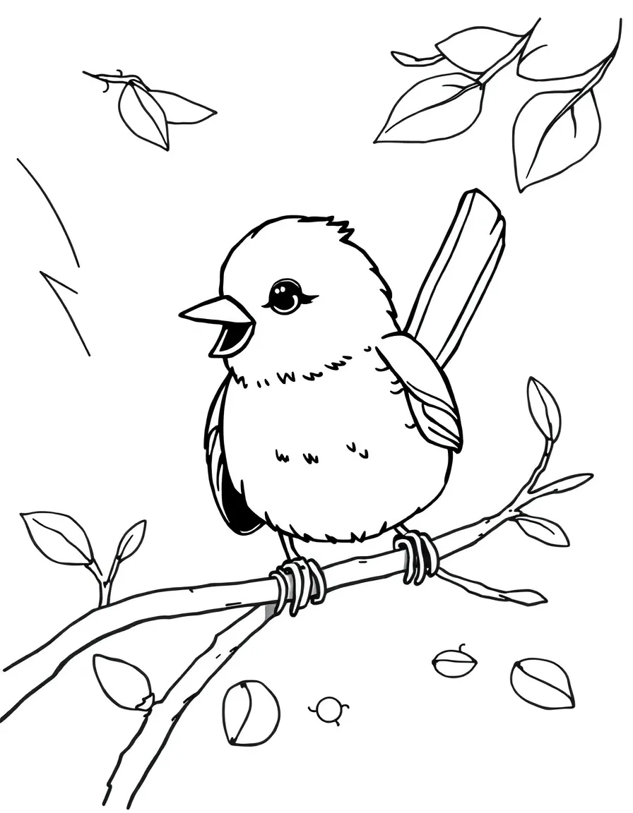 A happy bird eating seeds.