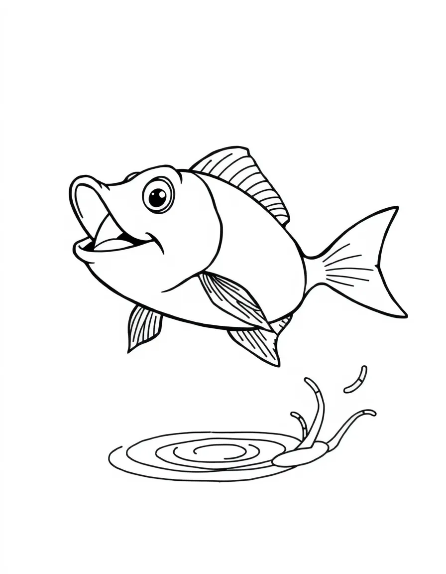 A happy fish jumping out of the water.