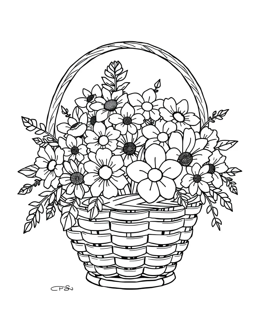 A happy basket filled with flowers.