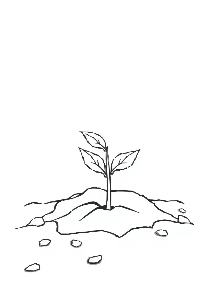 A little sprout pushing through the soil.