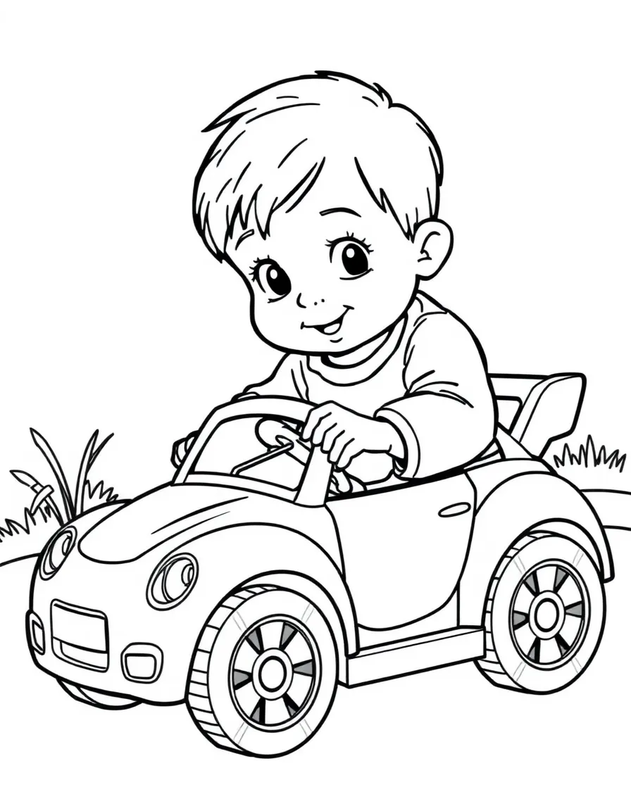 A child playing with a toy car.