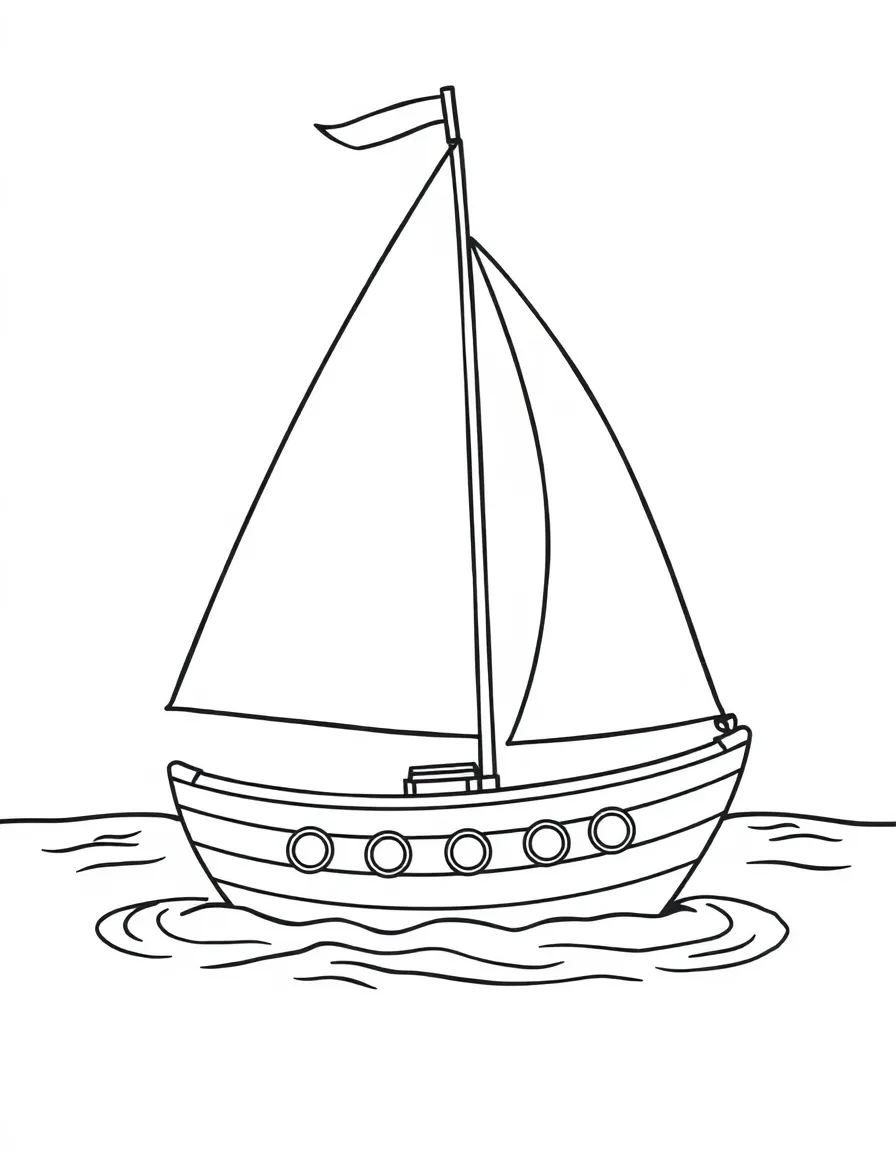 A happy sailboat with a big sail.
