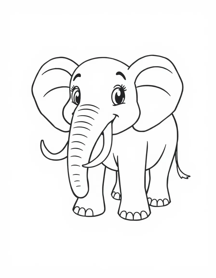 A happy elephant with a long trunk.