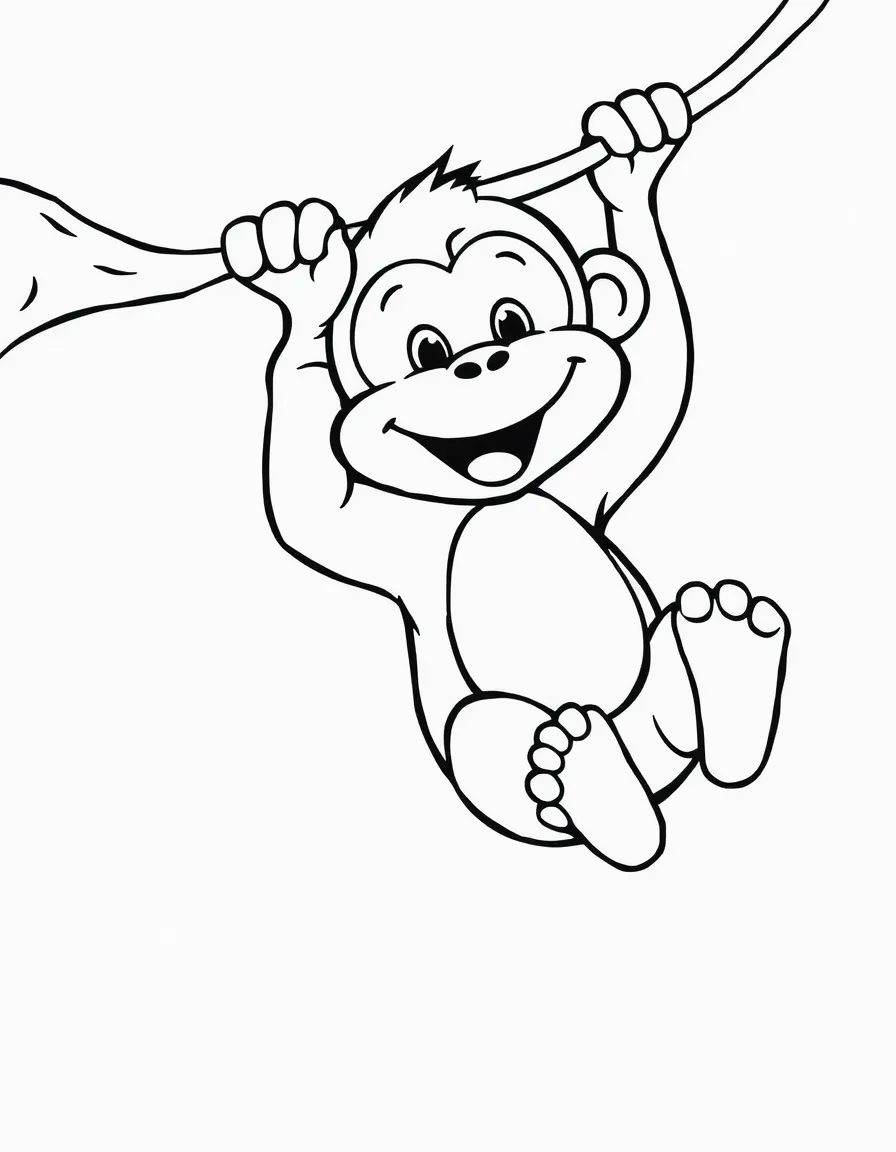 A happy monkey swinging.