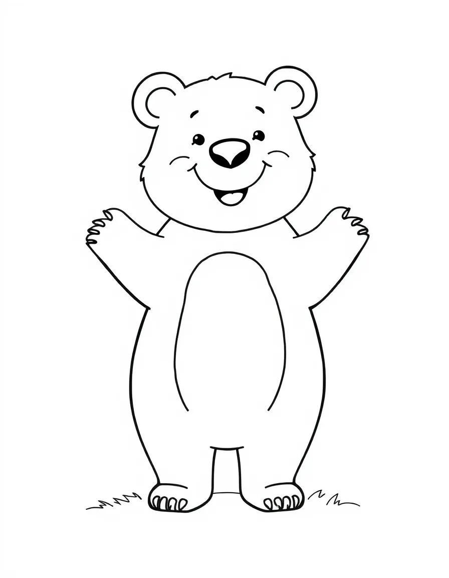 A happy bear standing up.