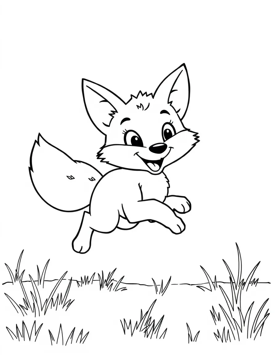 A happy fox running.