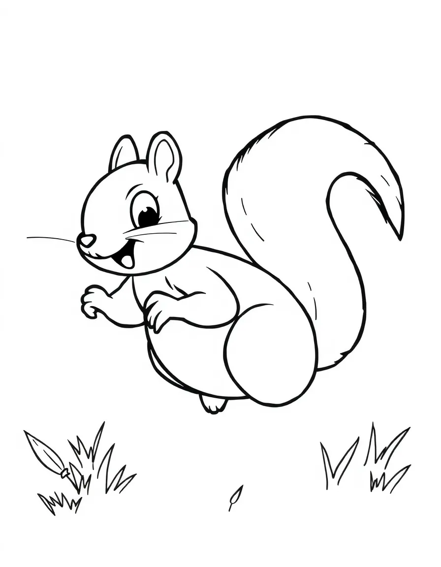 A happy squirrel scampering.