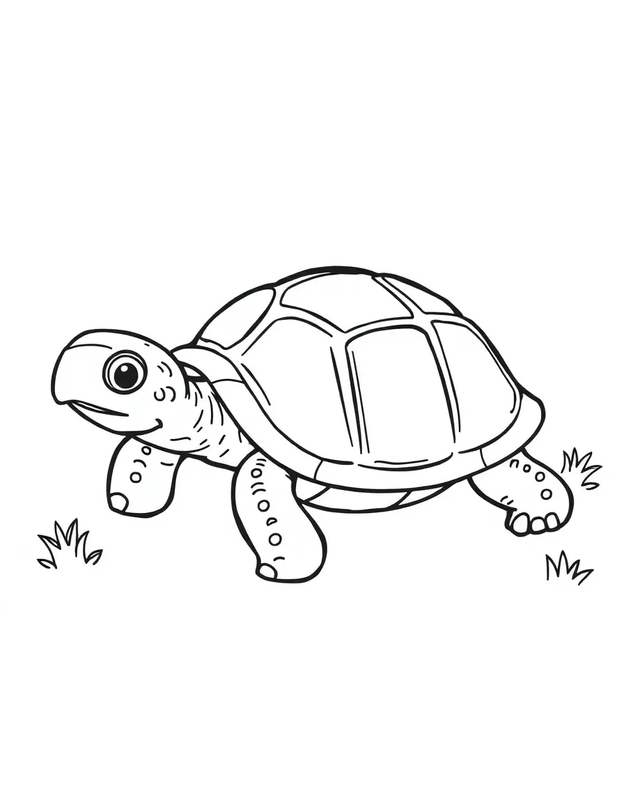 A happy turtle crawling.