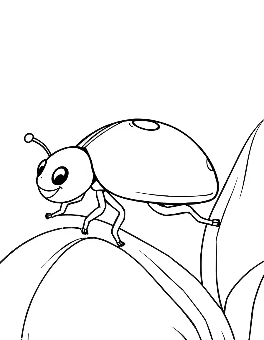 A happy ladybug crawling.