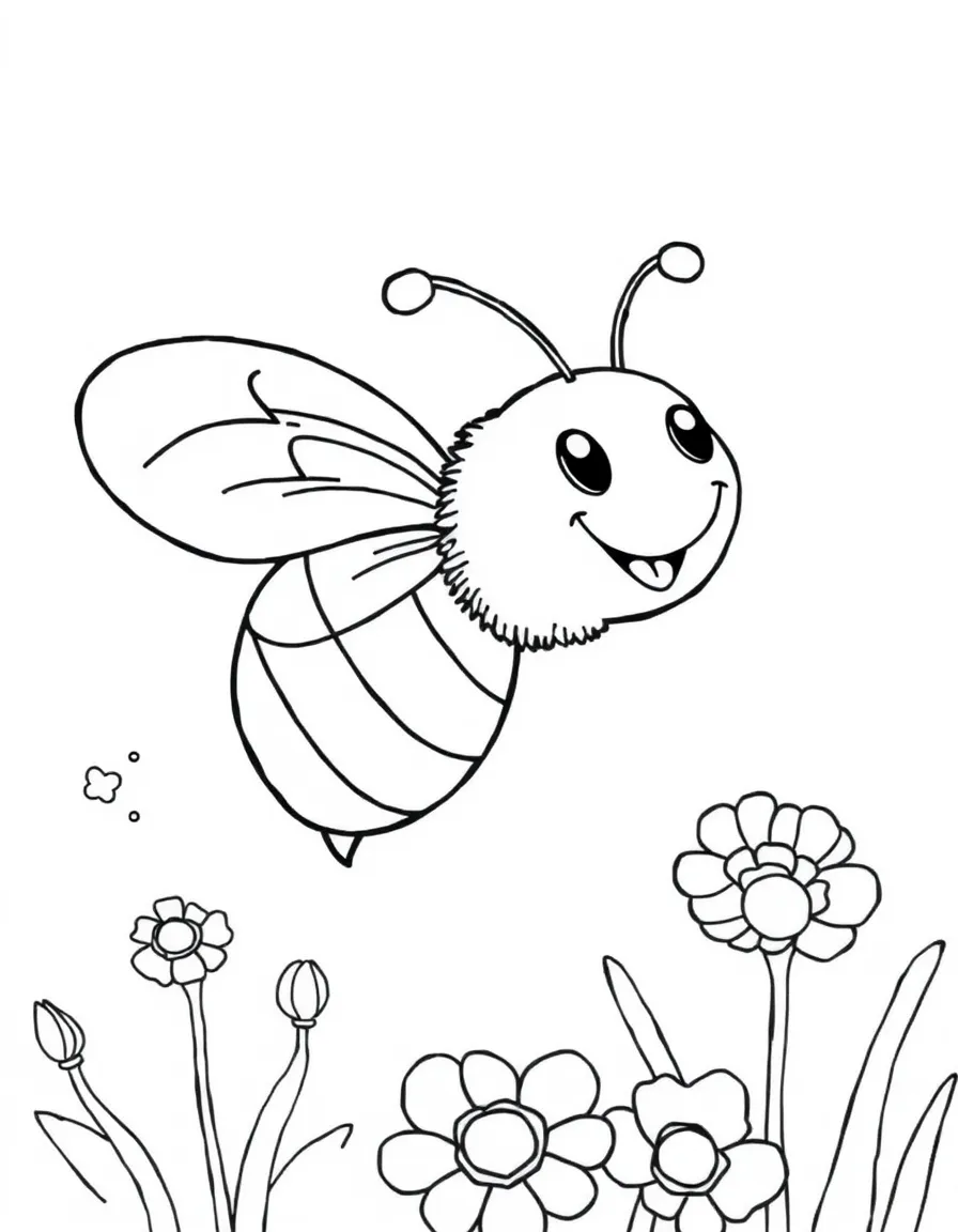 A happy bee buzzing.