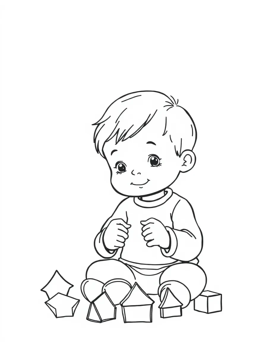 A child playing with shape sorters.