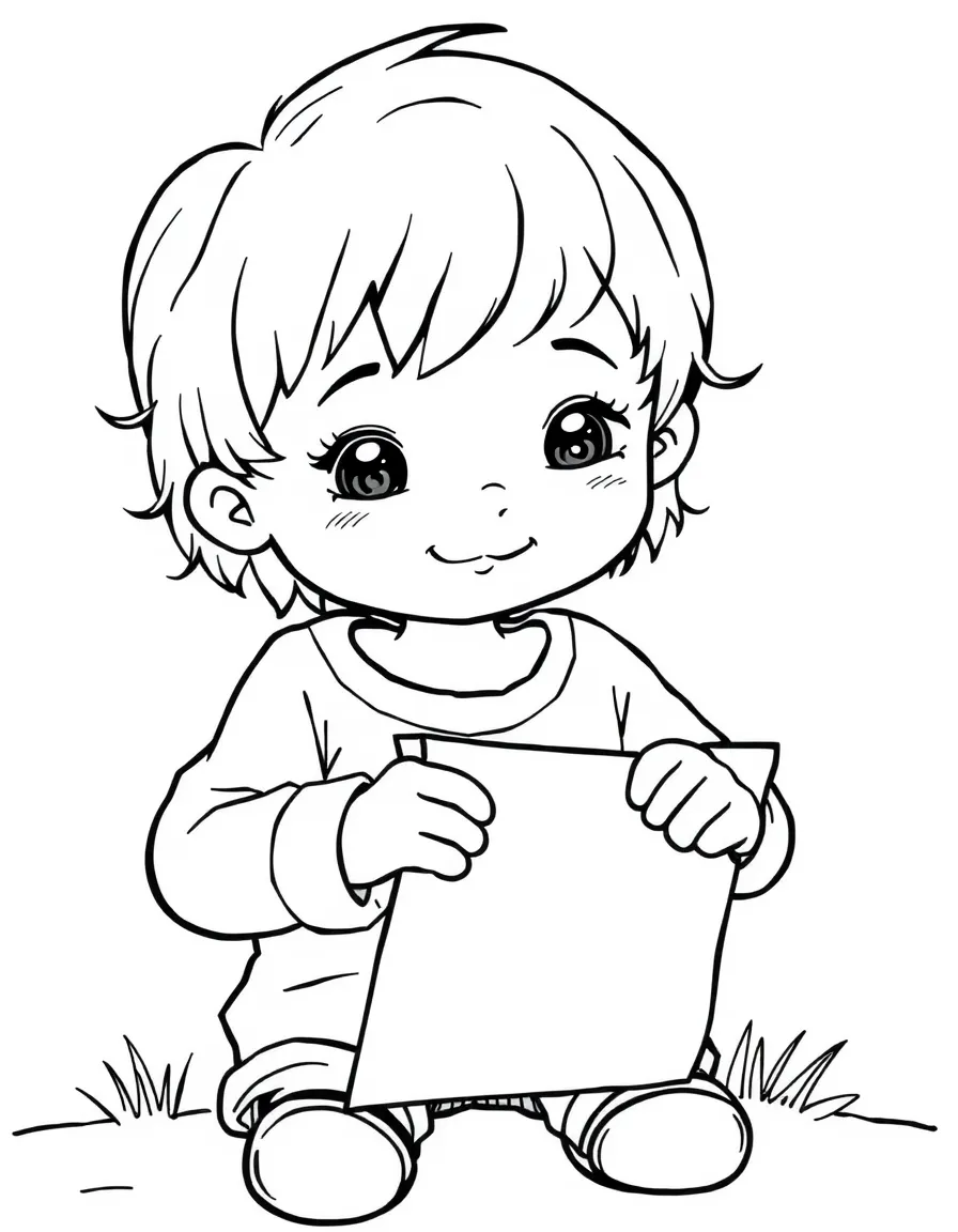 A child cutting paper with scissors.