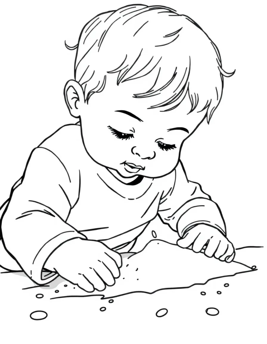 A child playing with sand.
