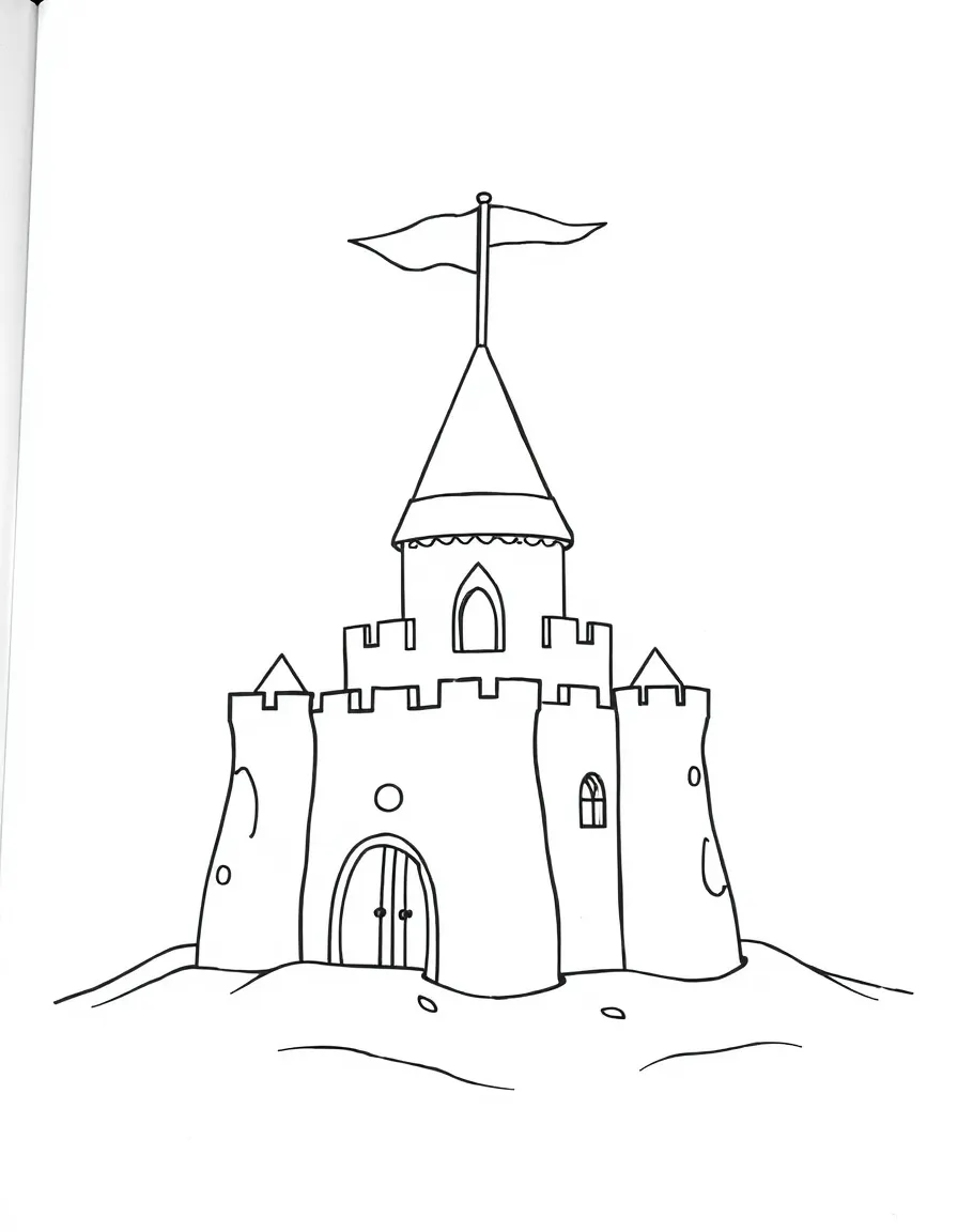 A happy sandcastle with flags.