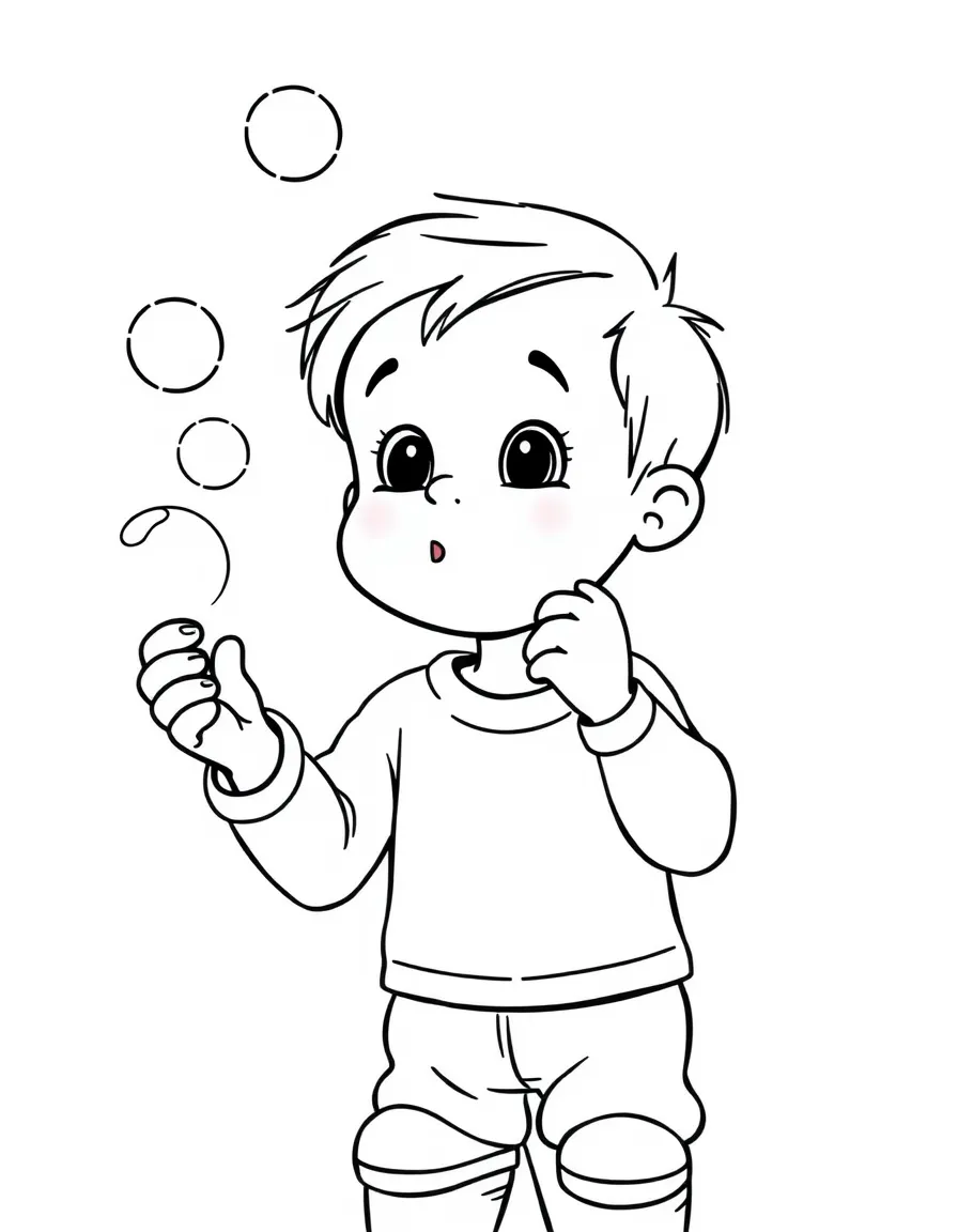 A child blowing bubbles.