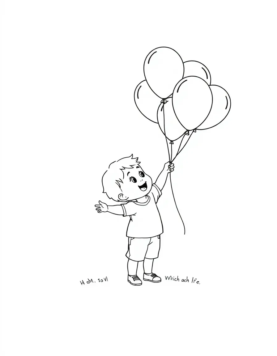 A child playing with balloons.