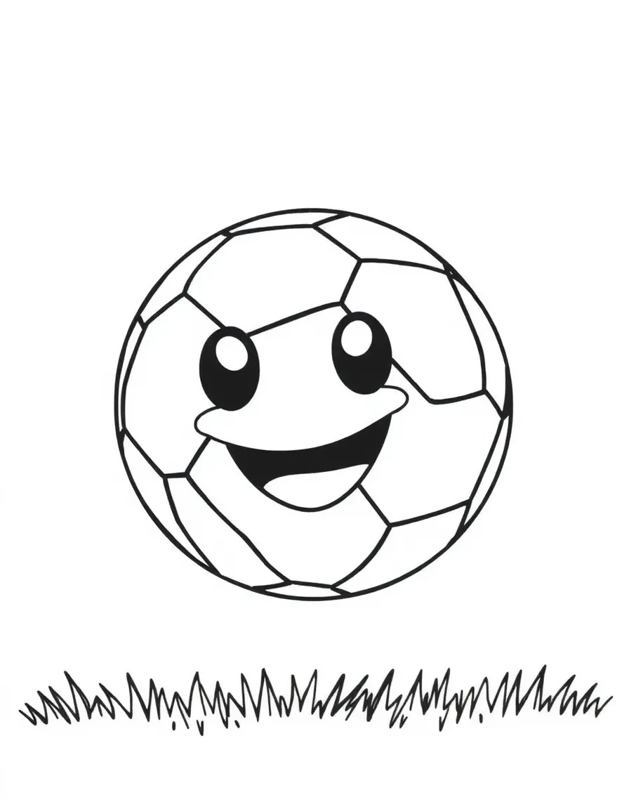 A happy soccer ball with hexagons.
