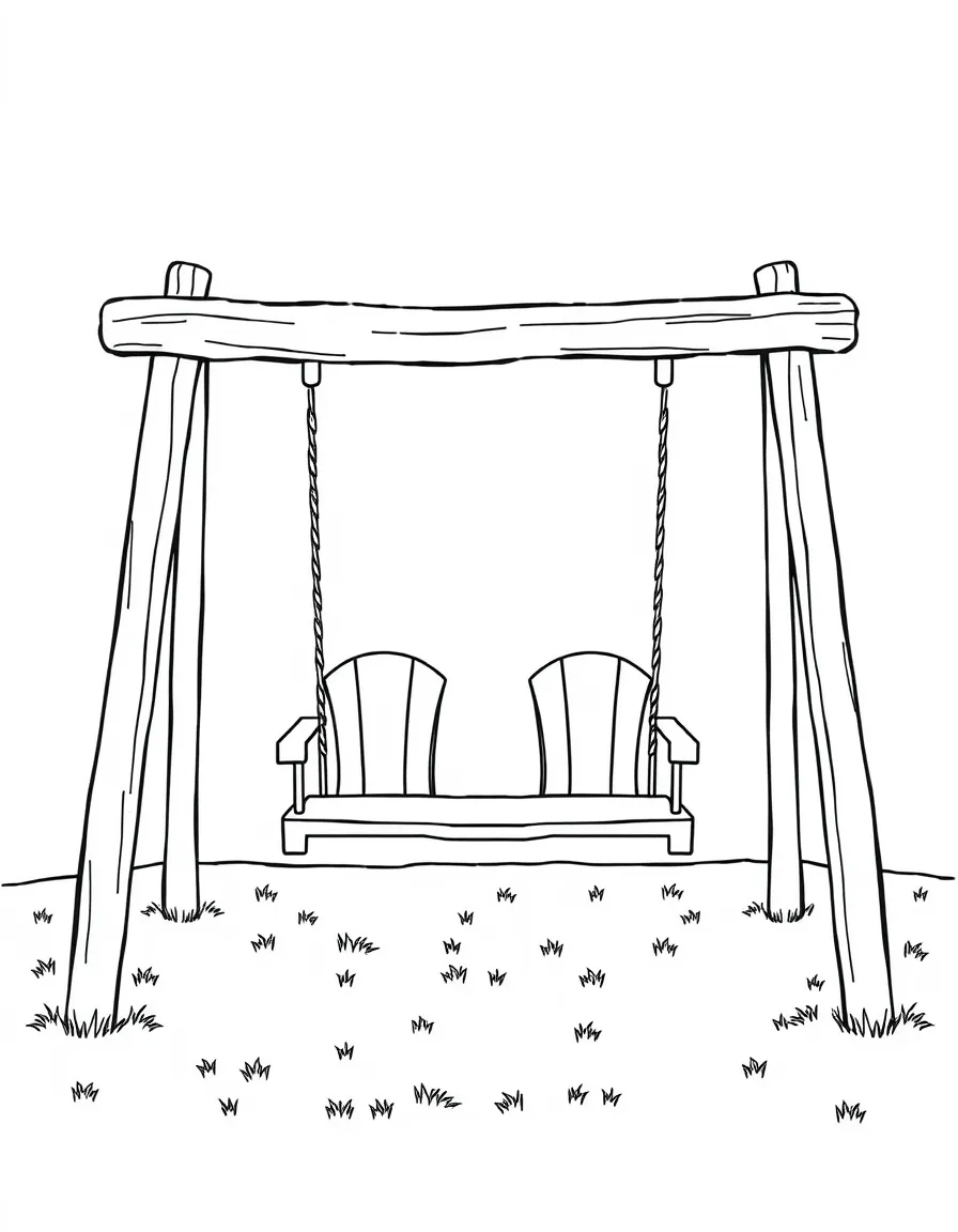 A happy swing set with two swings.