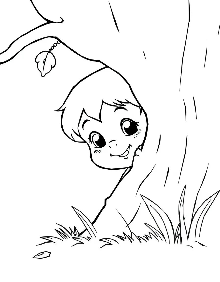 A child playing hide-and-seek.
