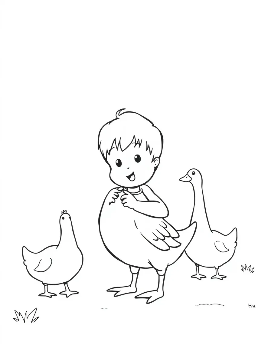 A child playing duck, duck, goose.