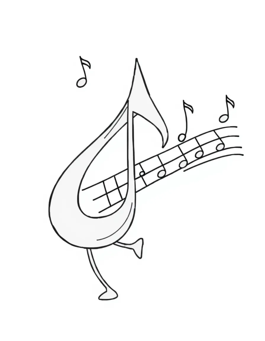 A happy music note dancing.