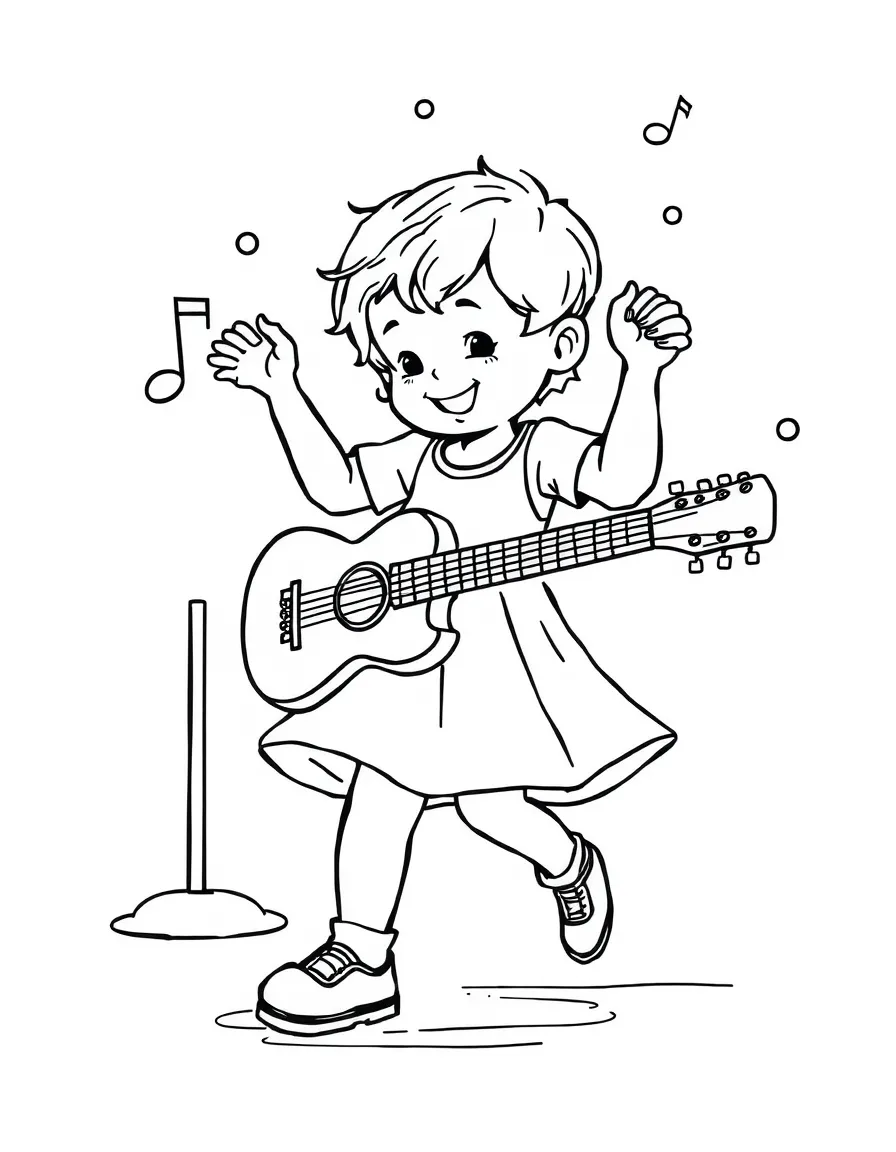 A child dancing to music.