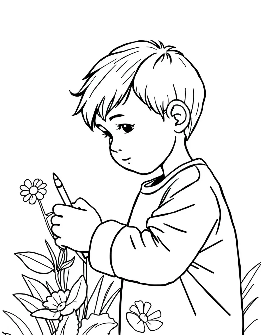 A child coloring a picture.