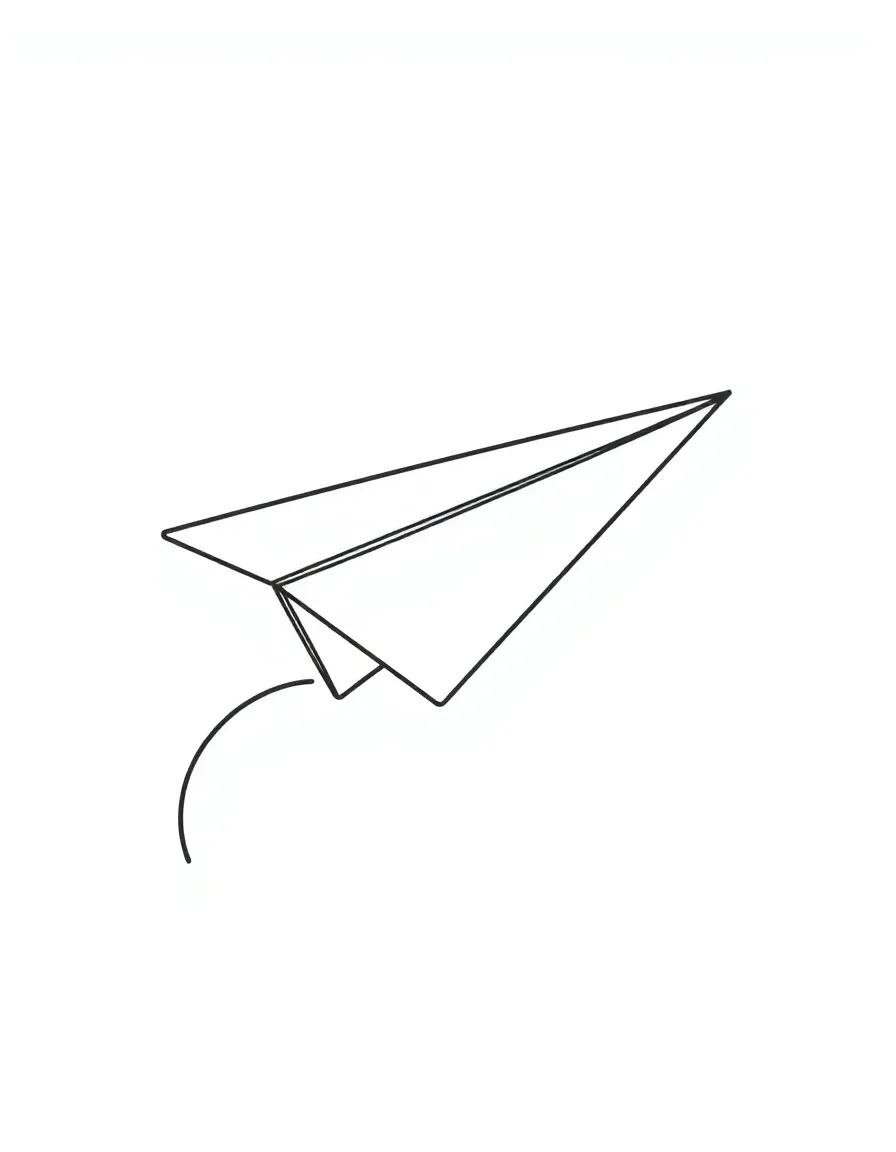 A happy paper airplane flying.