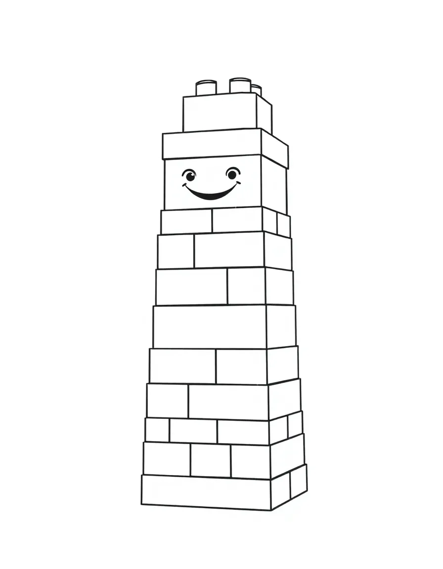 A happy LEGO brick tower.