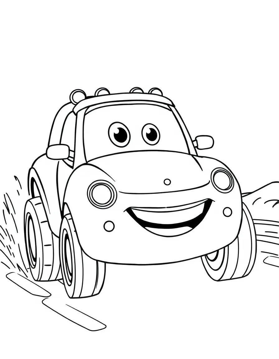 A happy toy car racing.