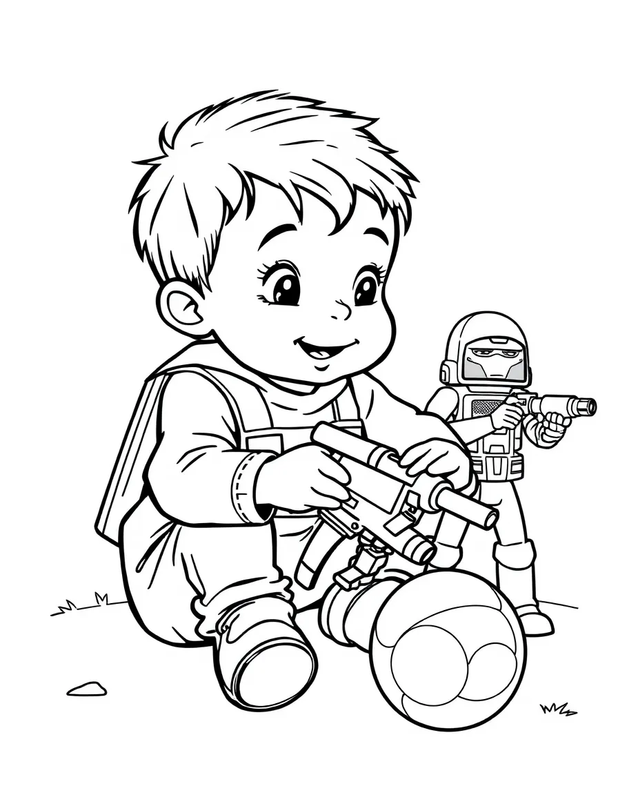 A child playing with action figures.