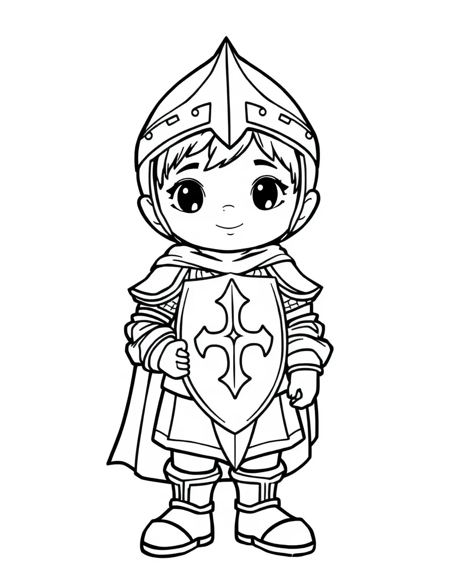 A child dressed as a knight.