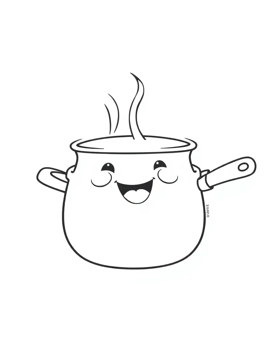 A happy toy pot and pan.