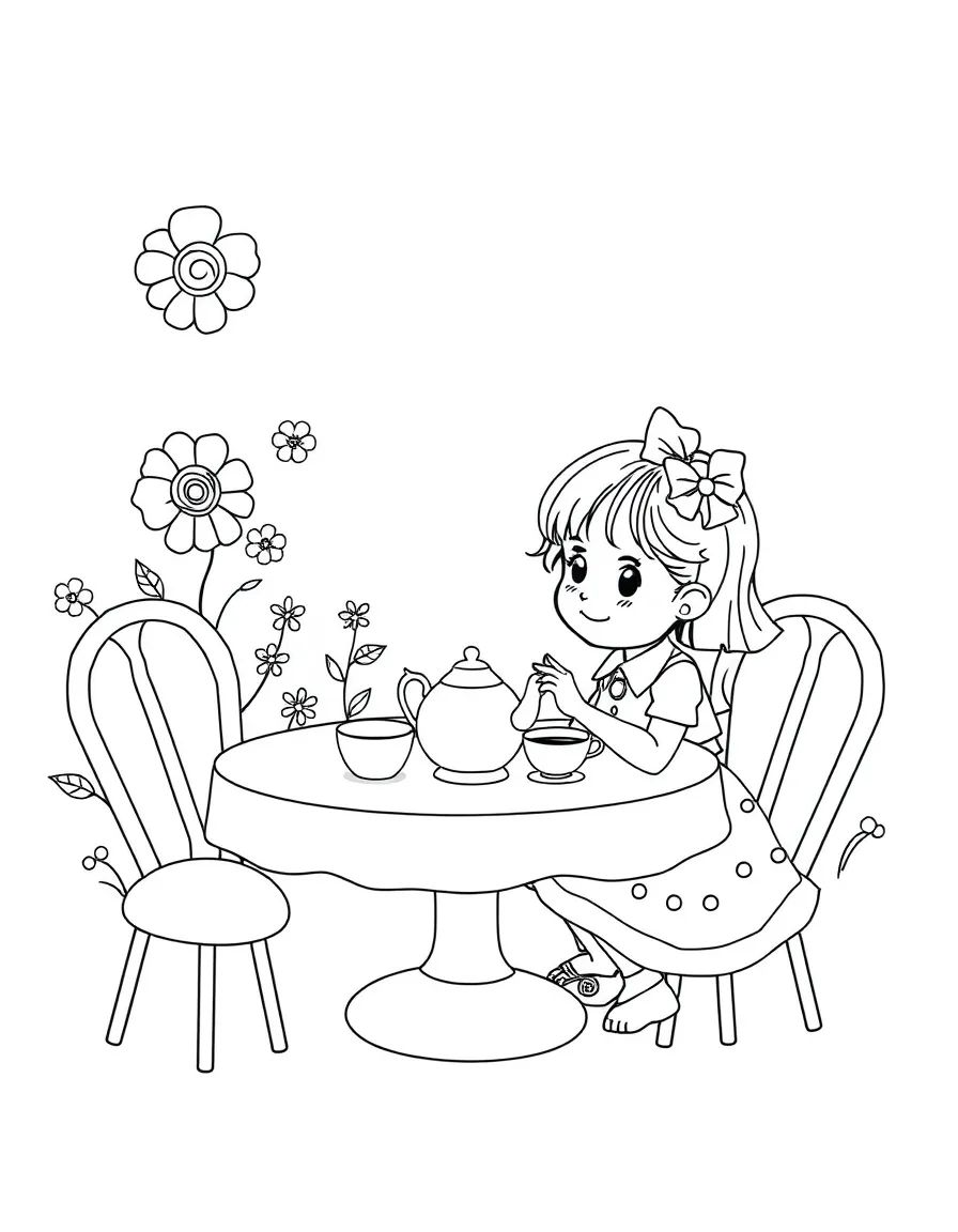 A child having a tea party.