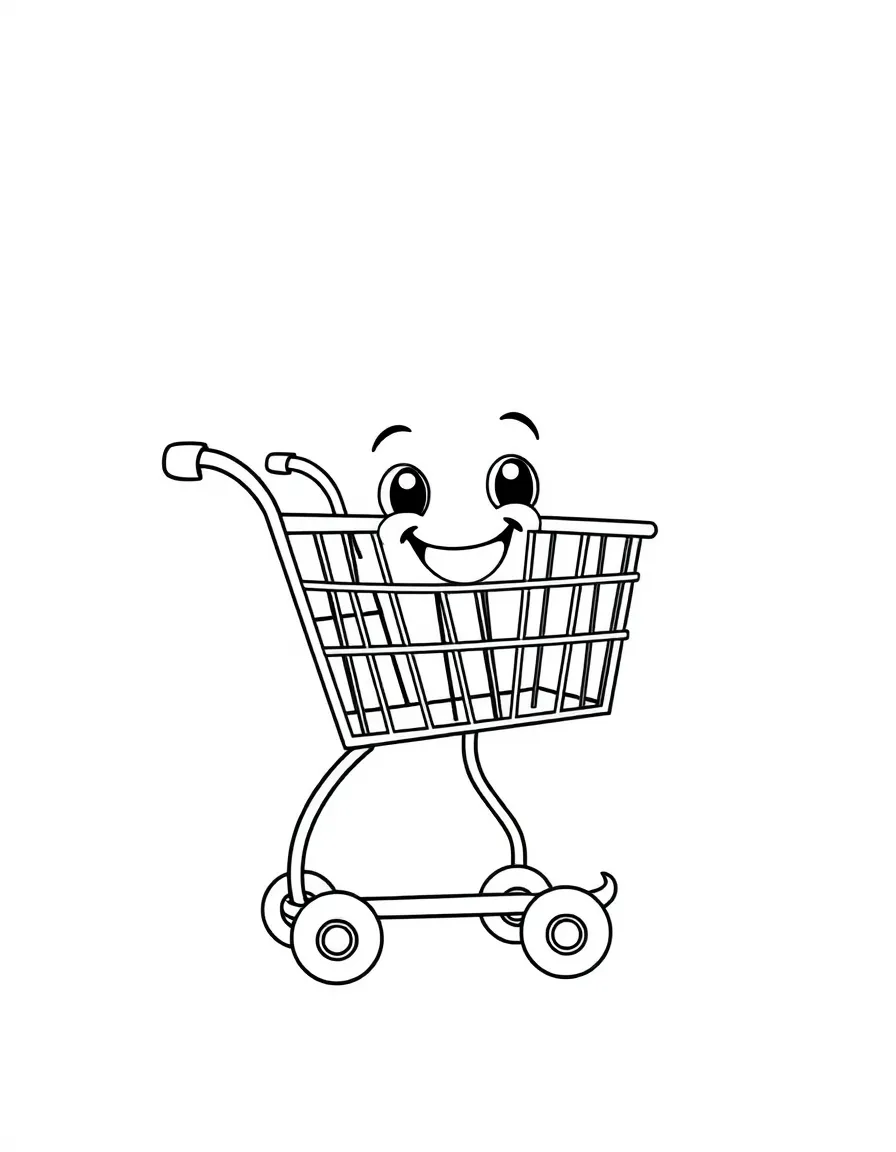 A happy toy shopping cart.