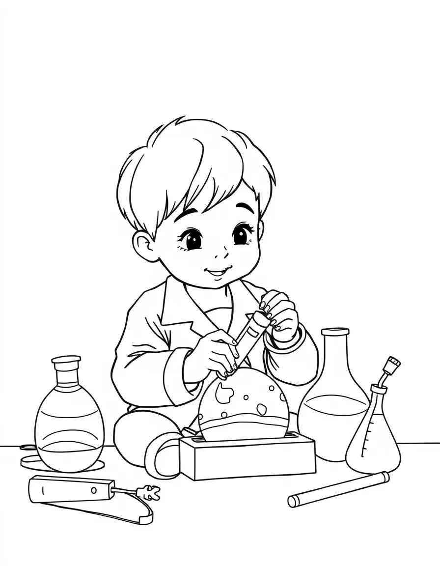 A child playing with a science kit.