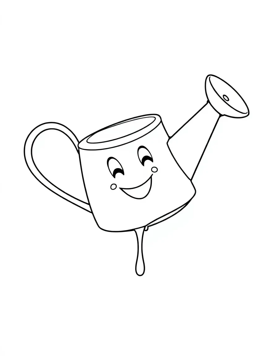A happy watering can with drips.