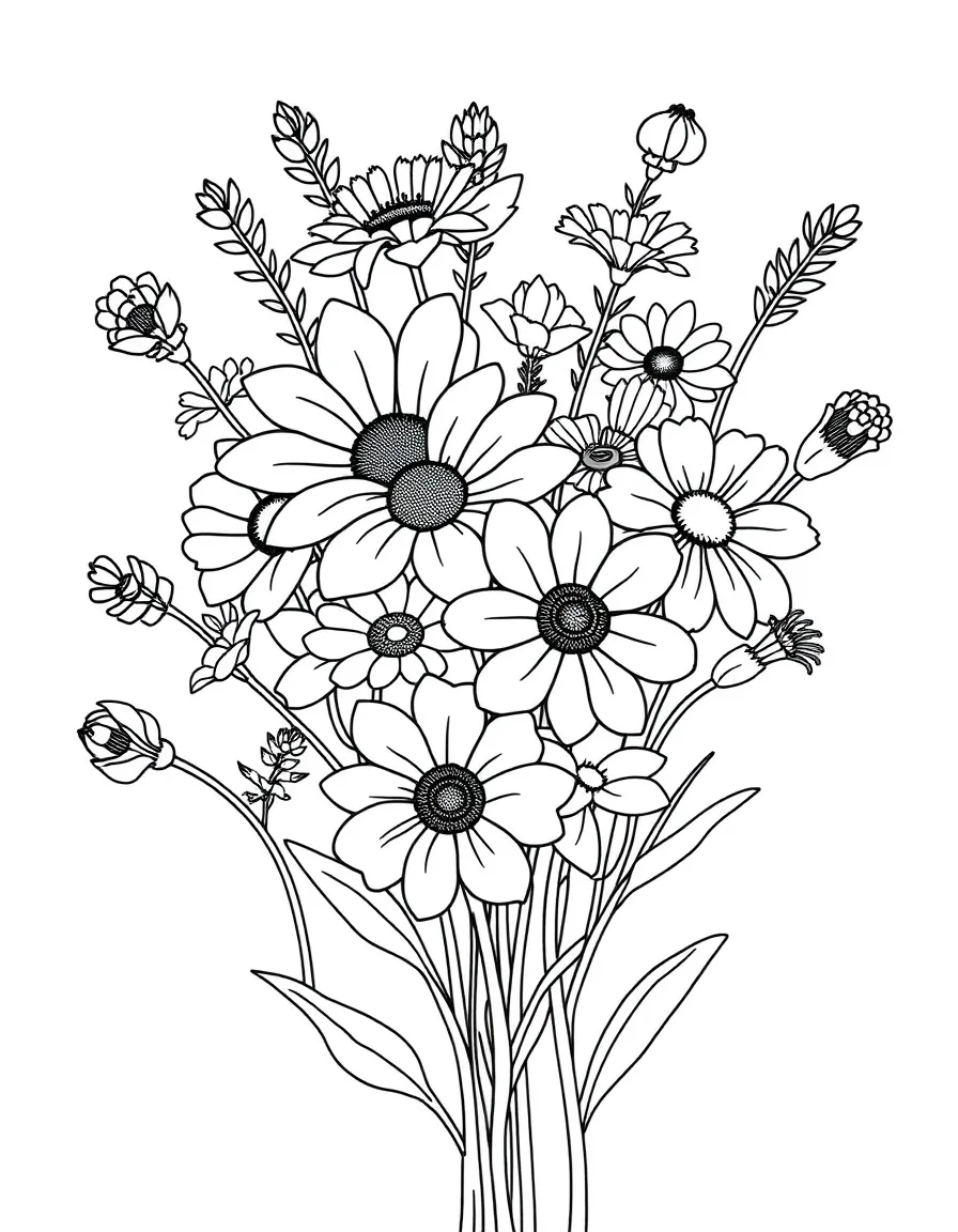 A happy bouquet of wildflowers.