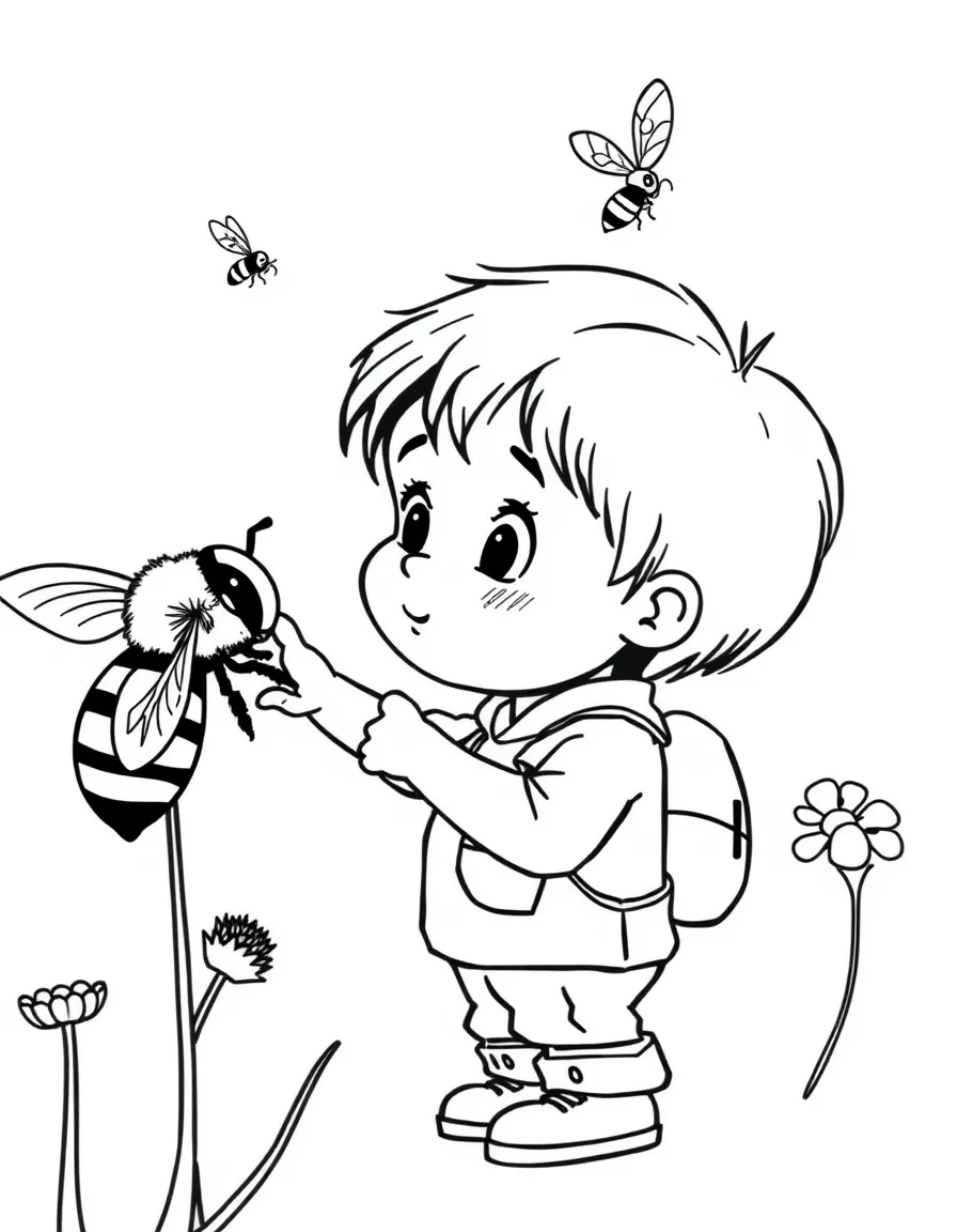 A child watching bees.