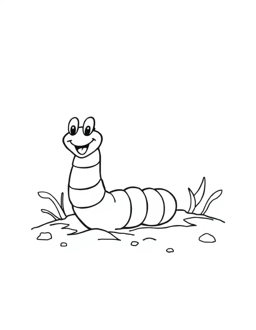 A happy worm wiggling in the dirt.