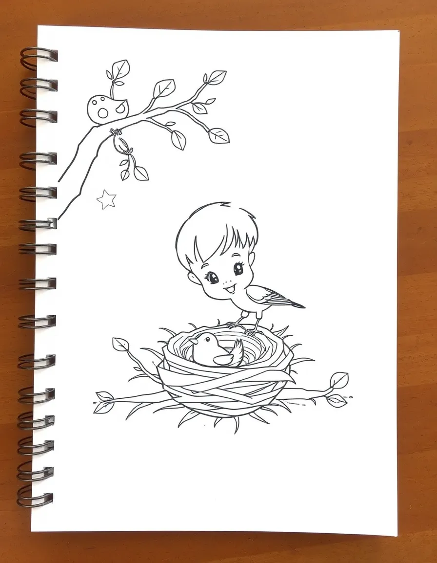 A child seeing a bird's nest.