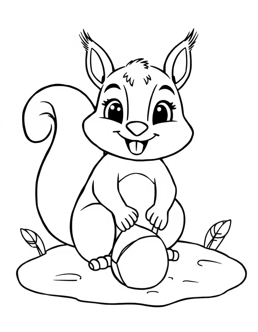 A happy squirrel burying a nut.