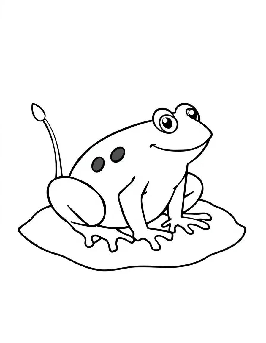 A happy frog sitting on a lily pad.