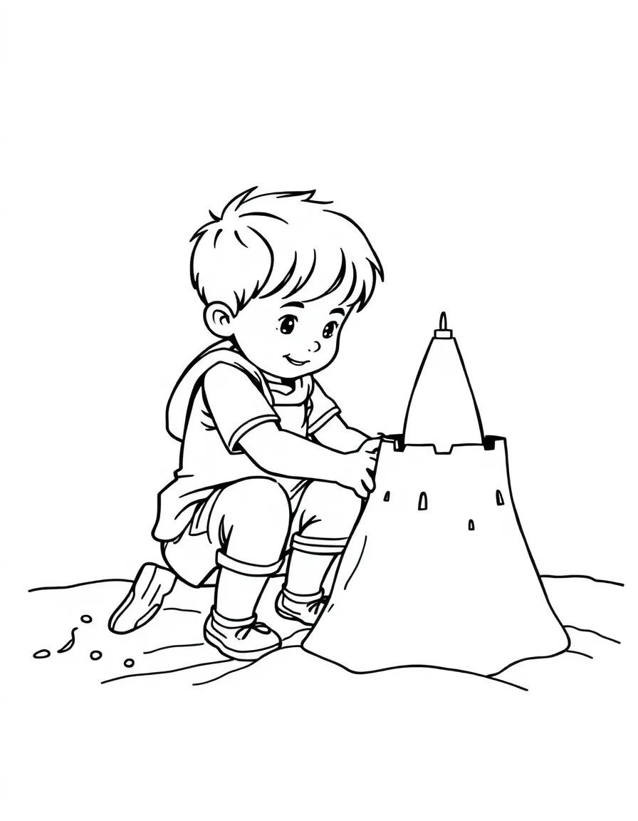 A child building a sandcastle.
