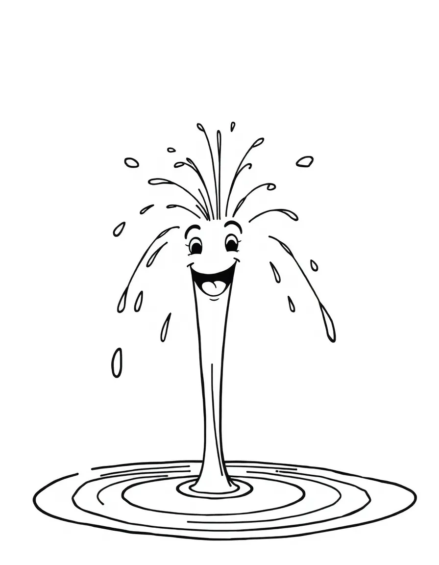 A happy water spout spraying.