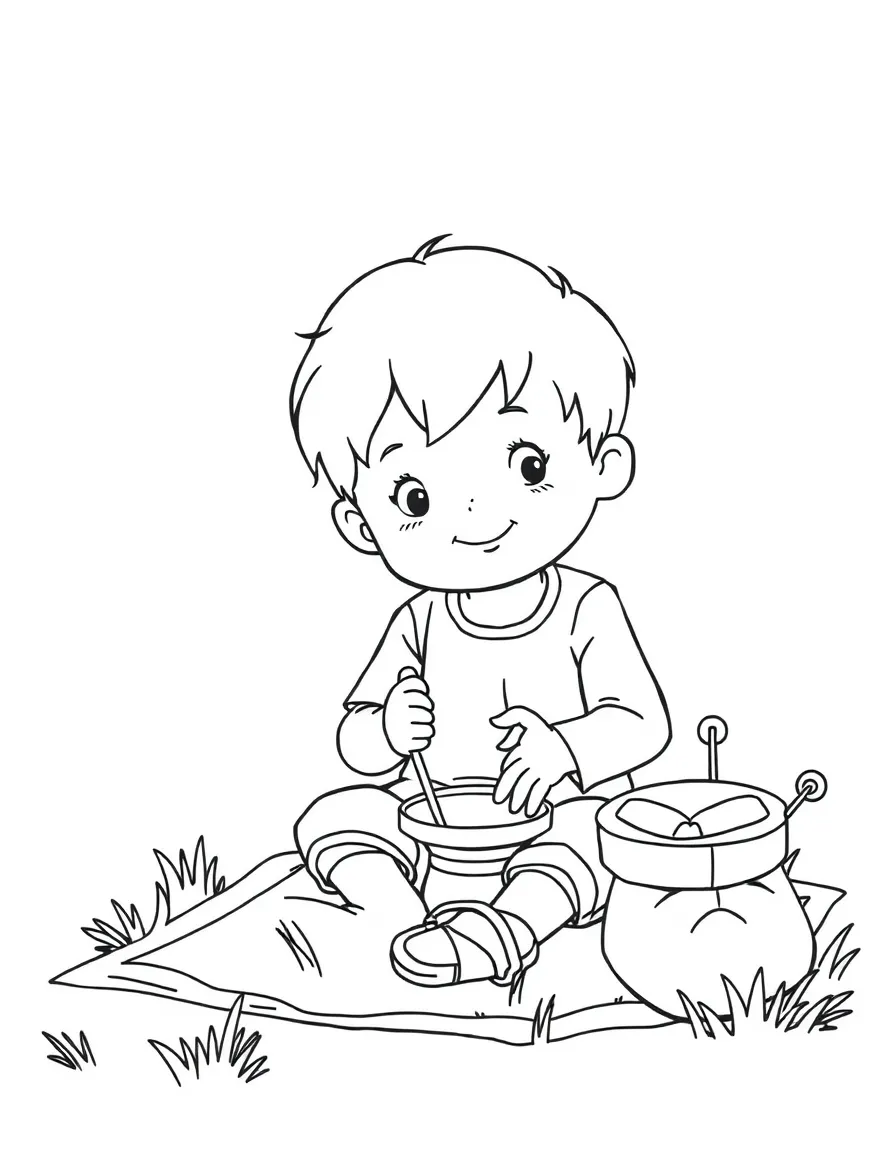 A child having a picnic.