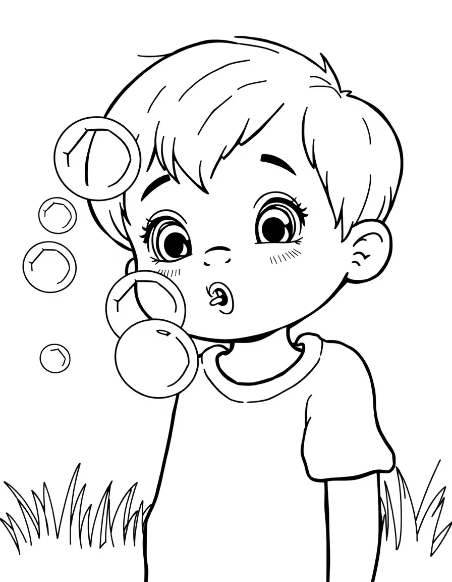 A child blowing bubbles.