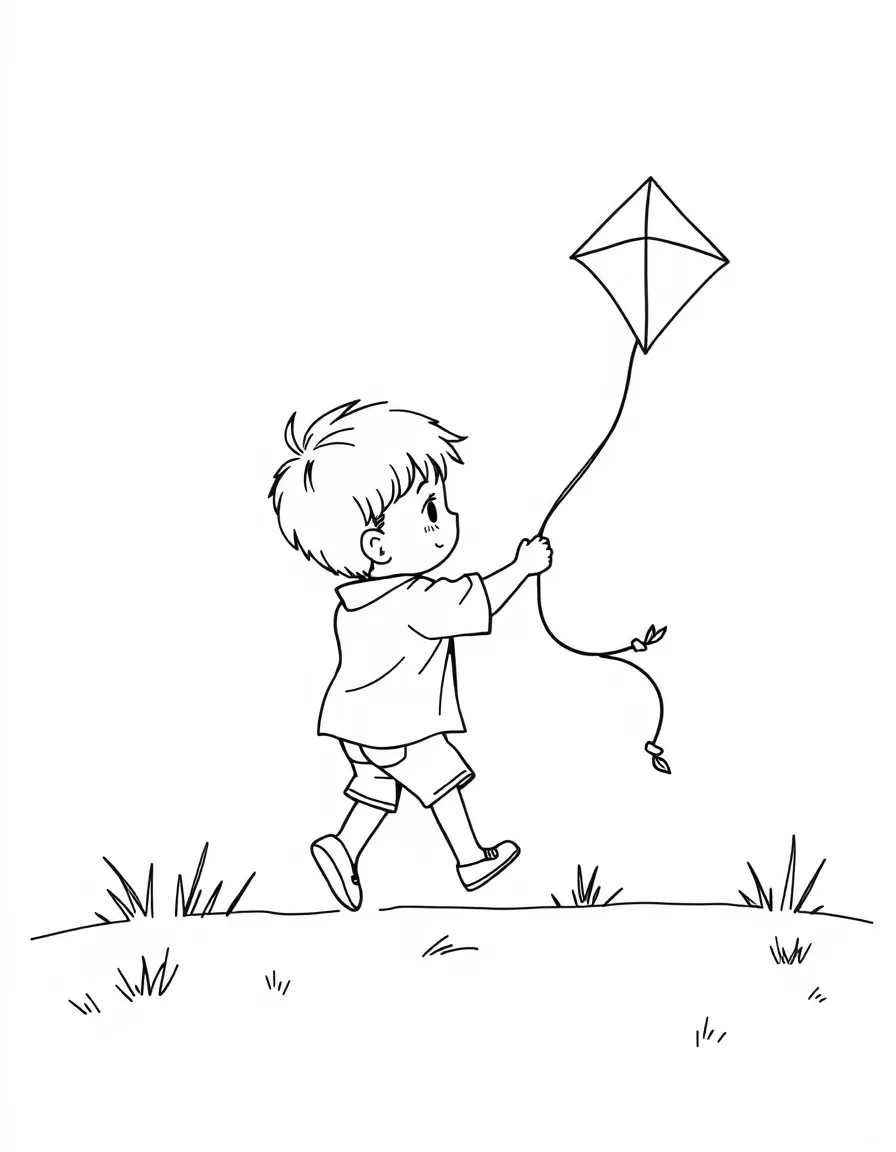 A child flying a kite.