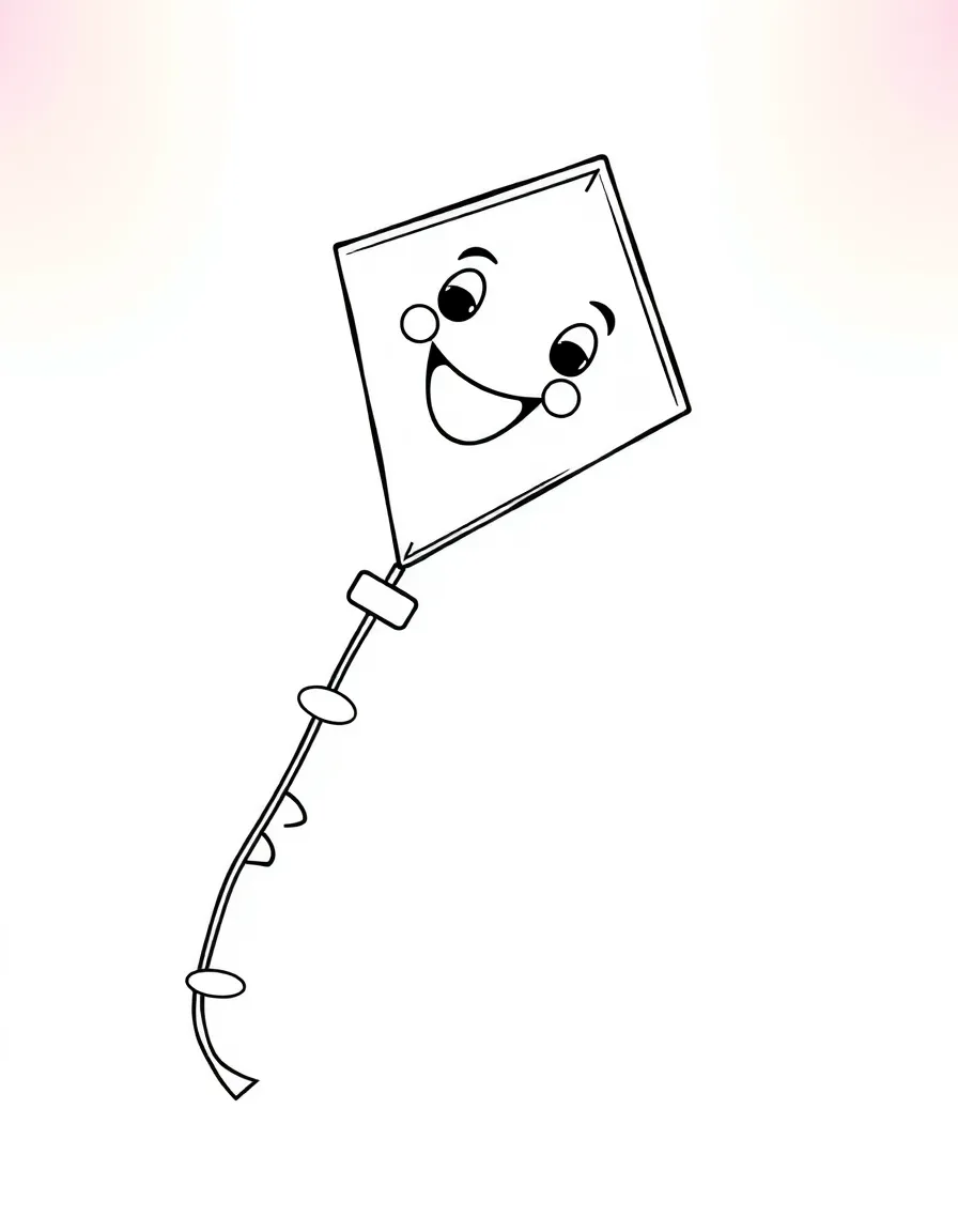 A happy kite with a long tail.